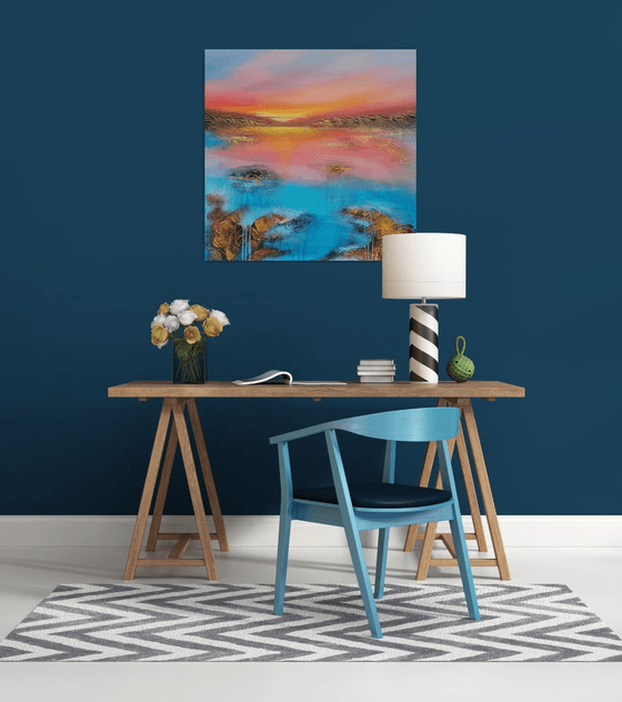 A beautiful large modern abstract figurative seascape painting "Evening mood"