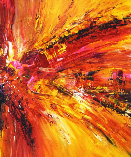 Yellow Red Abstraction XXL 2 by Peter Nottrott
