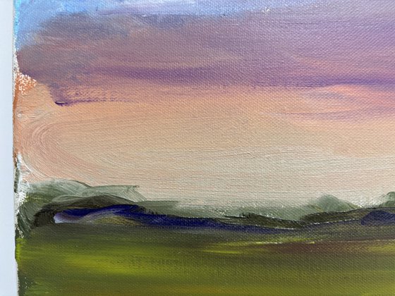 Sunset before storm. Plein air