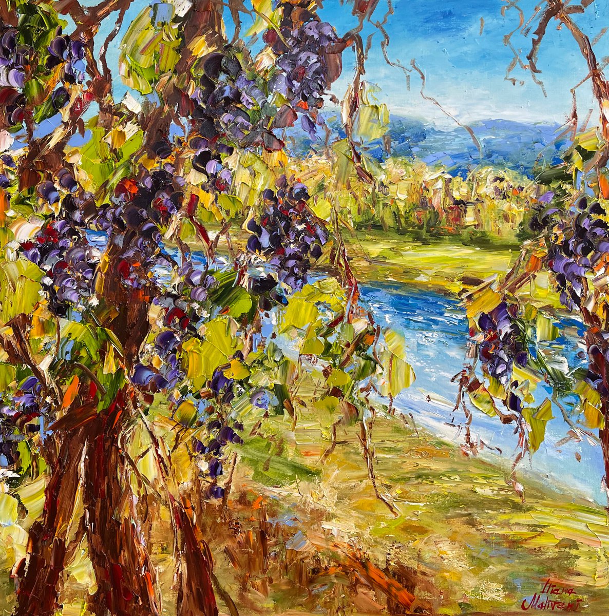 Impressionistic Botanical Oil Painting By Diana Malivani, 31 X 31, August, Original Artwork