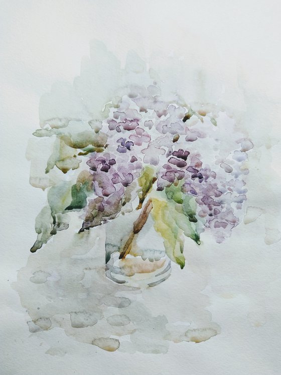 Lilac. Original watercolor painting.