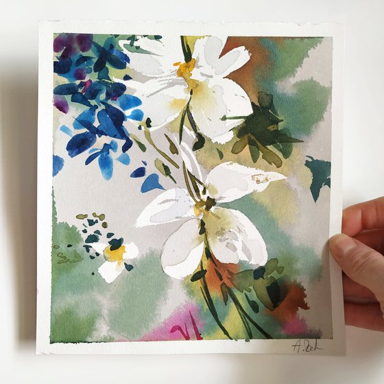 White Watercolor Florals
