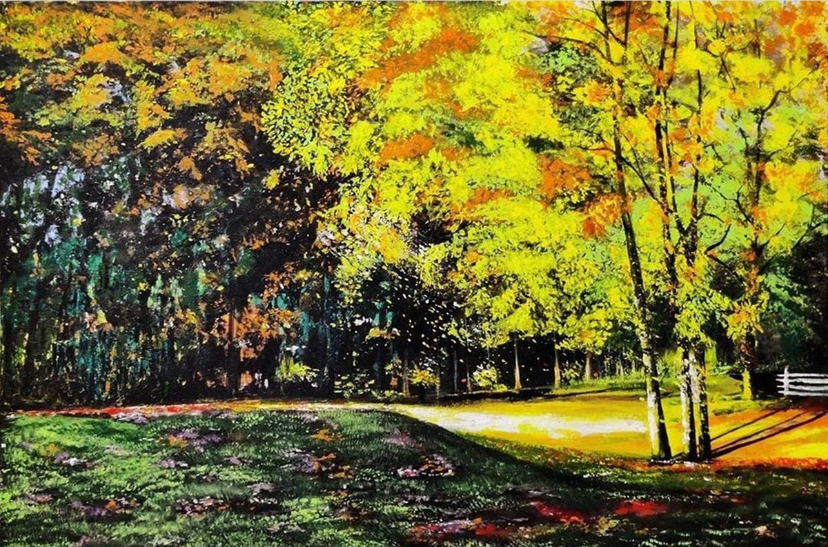 The English Flora , Original Nature Painting , Big Decor Acrylics Landscape Painting by Kashika
