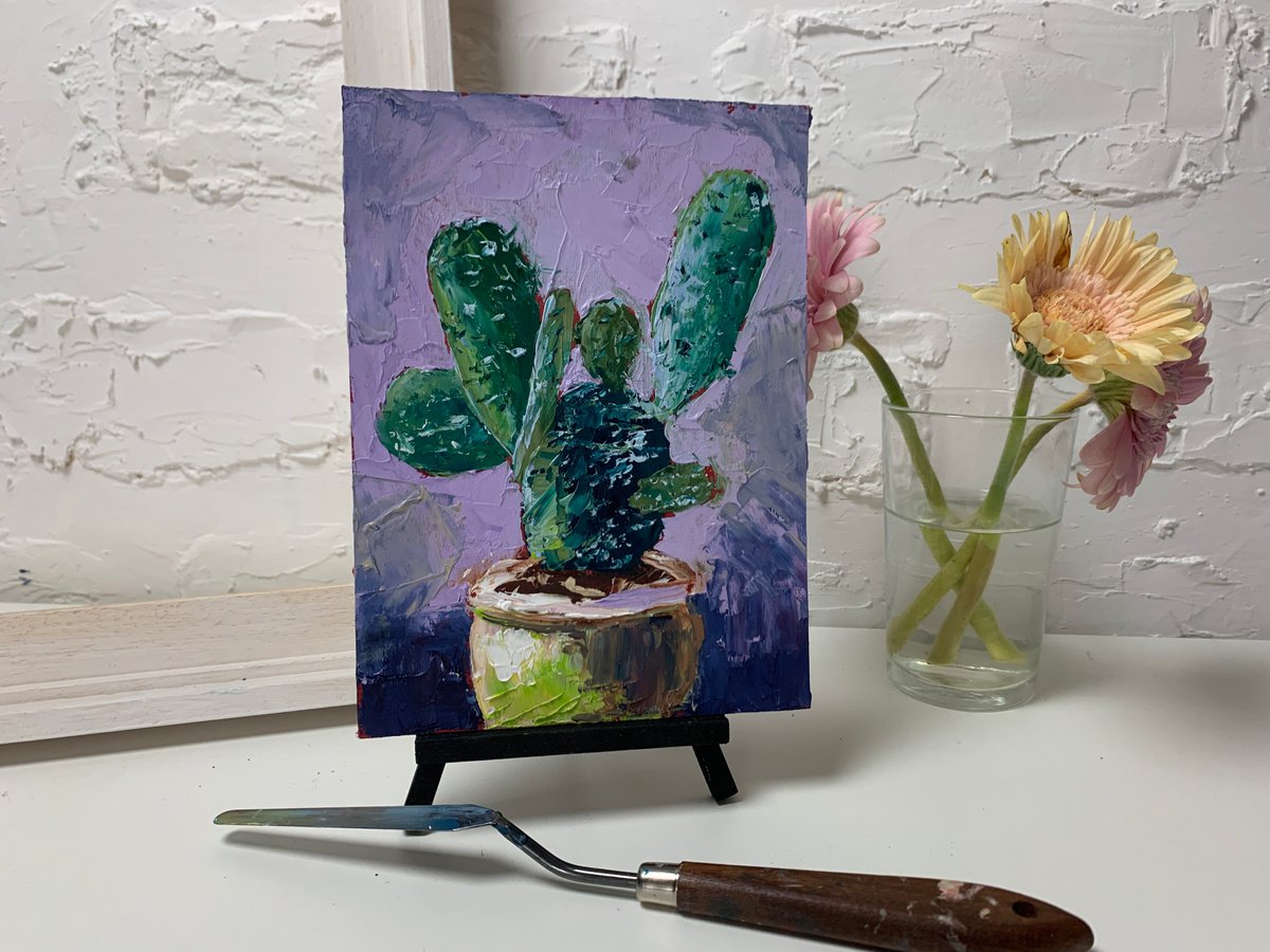 Cacti. Cactus plant. Original impasto, Palette knife oil painting. by Vita Schagen
