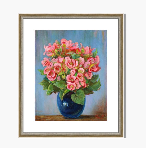 Flowers in a blue vase