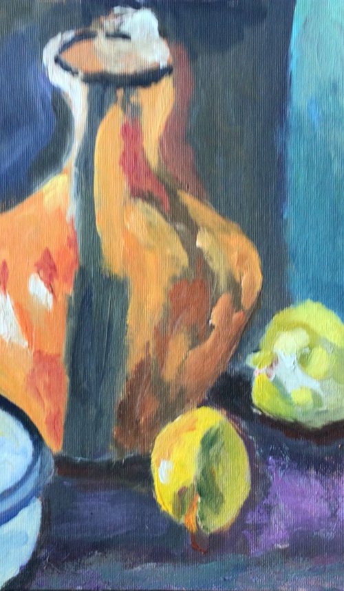 Still life after H Matisse. An original oil painting by Julian Lovegrove Art