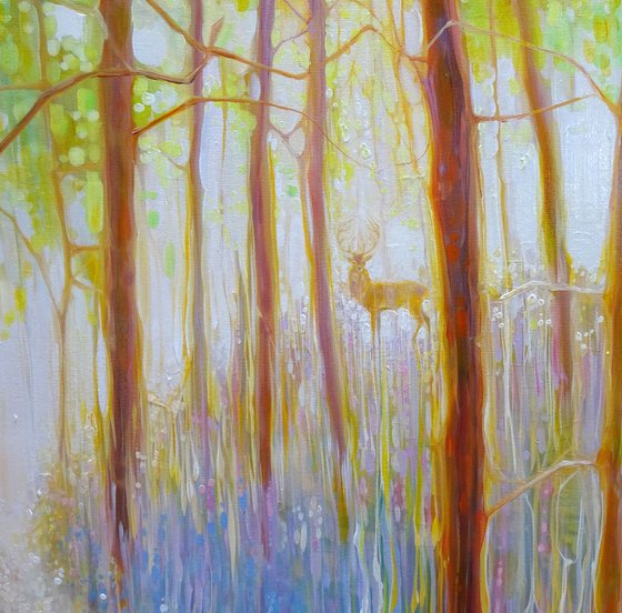 Bluebell Symphony - a very large oil painting of a Spring Woodland