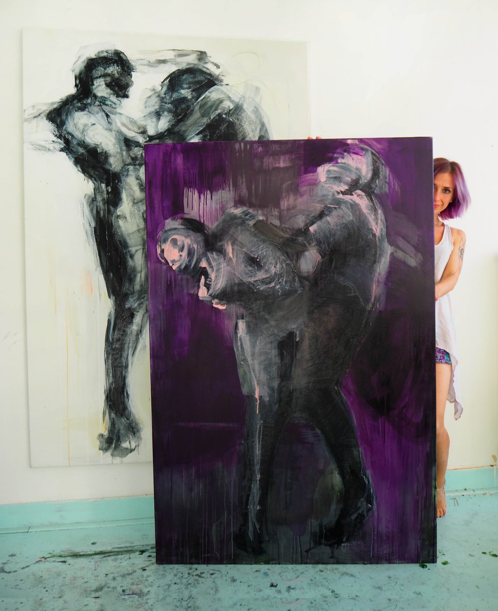 Expressive Portrait Acrylic Painting By Cynthia Gregorova, 39 X 59, Unsplittable (Cleavage), Original Artwork