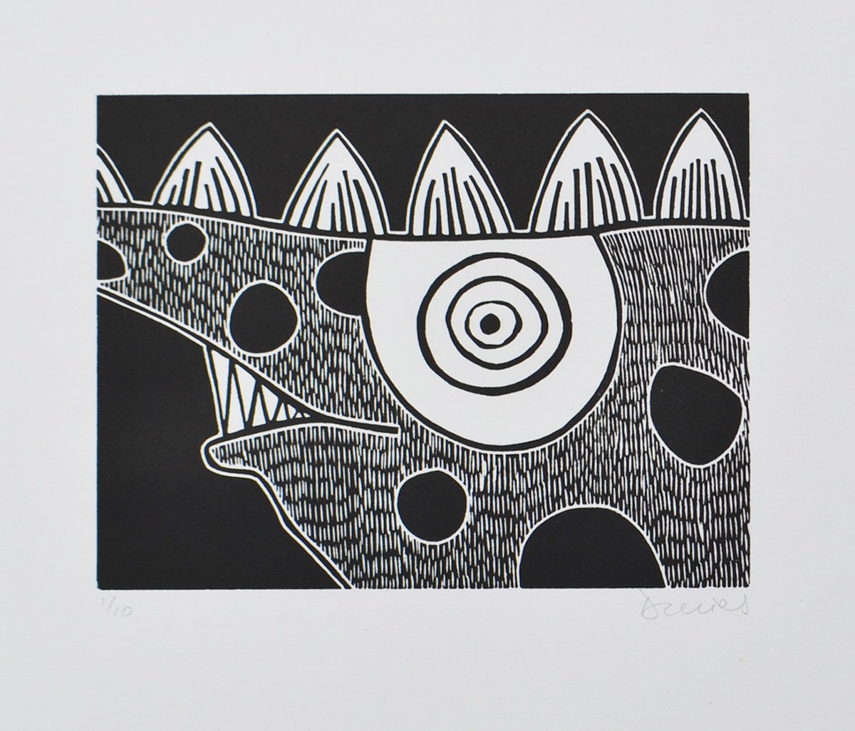 Graphic Animal Linocut By Julian Davies, 11 X 9", Strut Your Stuff, Original Artwork