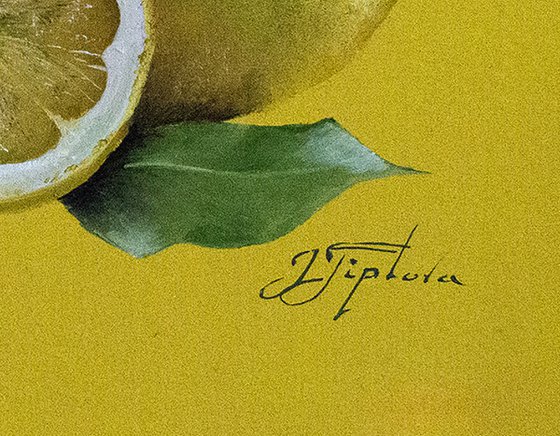 "LEMONS ON YELLOW BACKGROUND"