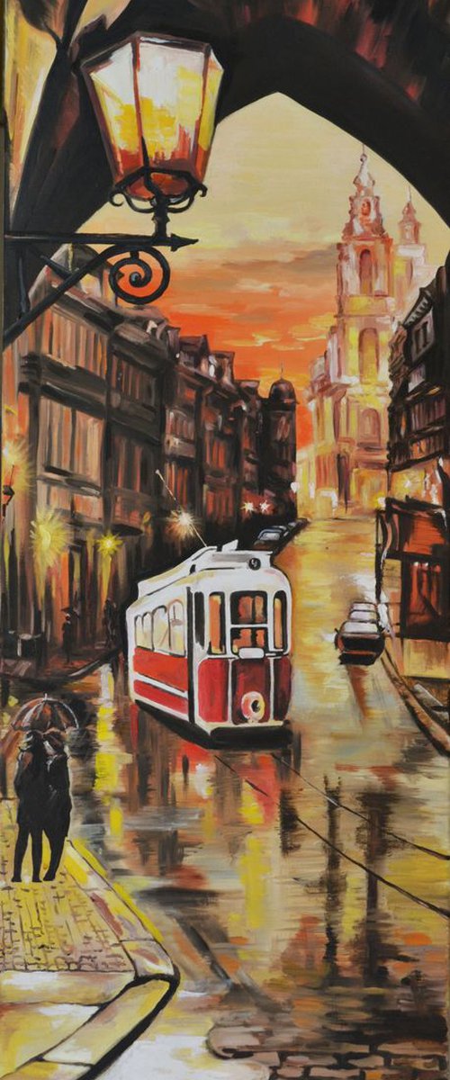 Evening tram in Prague by Tatyana Ambre