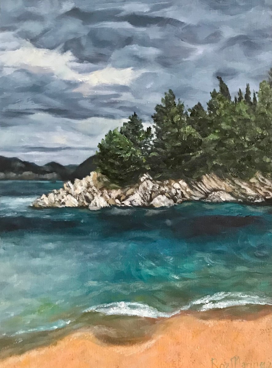 Photorealistic Landscape Oil Painting By Marina Deryagina, 12 X 16", Montenegro, Original Artwork