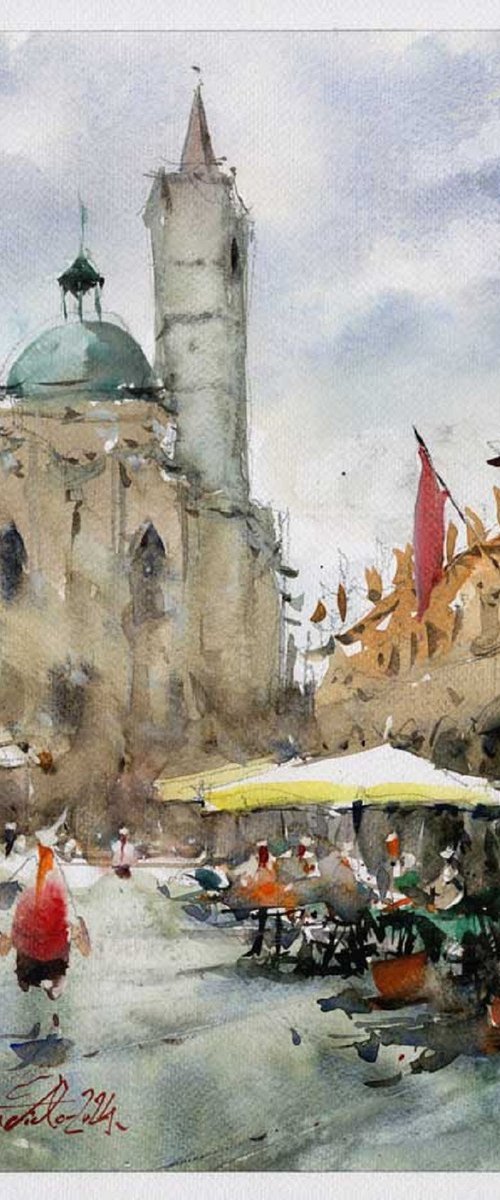 Ascoli, urban watercolor landscape. by Marin Victor