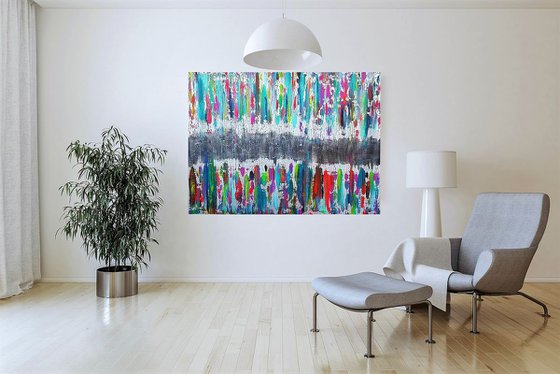Days don't have to be gray - XL colorful abstract painting