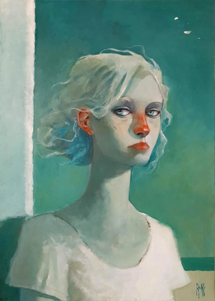 Impressionistic Portrait Oil Painting By Armando Rossi, 20 X 28, Cadmium, Original Artwork