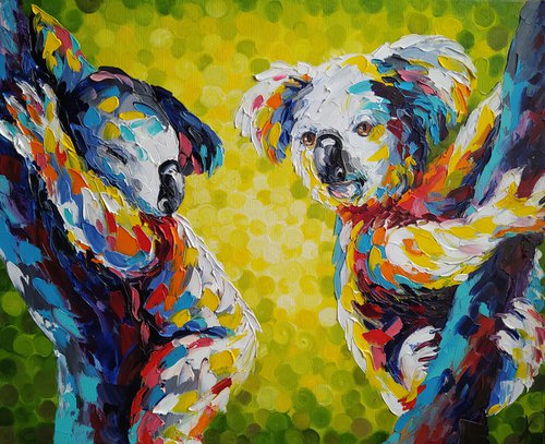 Sweet dream - oil painting, Australia, koala, koala oil painting, animals, koala art, animals oil painting by Anastasia Kozorez