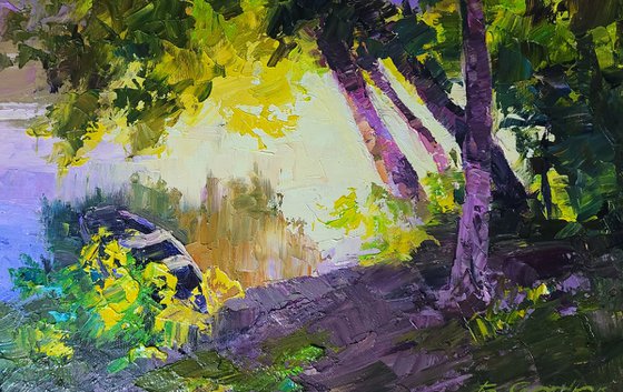 Evening in the Forest by the River