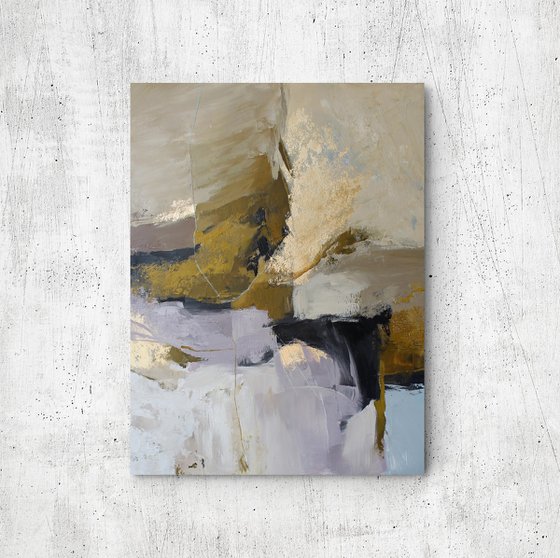 "Ness" Abstract acrylic licak beige brown art
