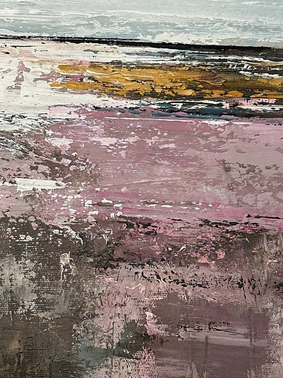 Blush Terrain – Blue Pink Abstract Landscape