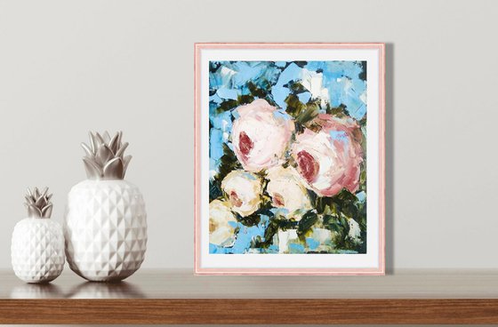 Roses blue background