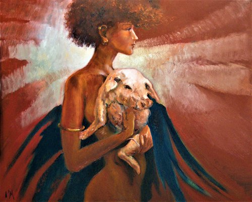 Lady with Suckling Pig by Isabel Mahe