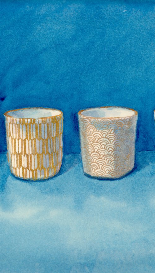 Golden sake cups by Krystyna Szczepanowski