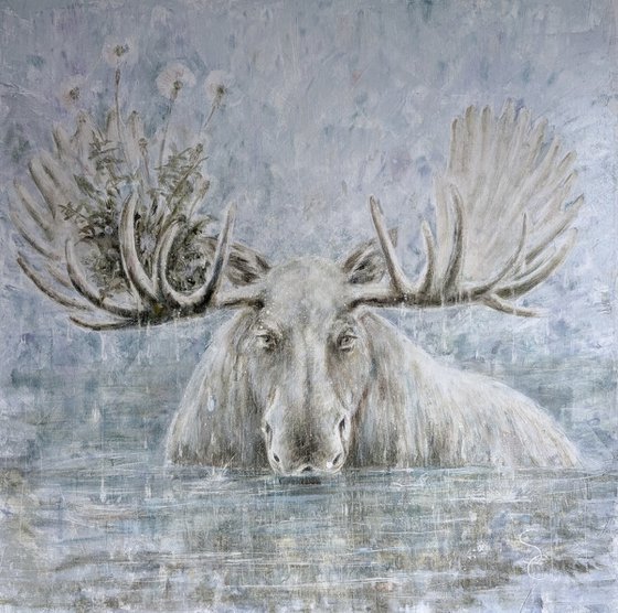 Wild Juli: White Moose with Dandelions