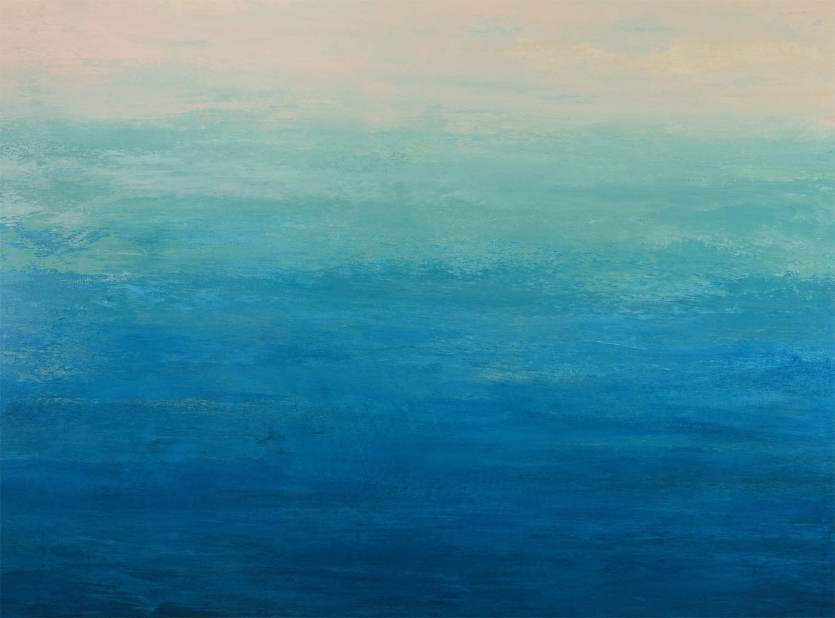 Calming Blue Color Field Nature Abstract Acrylic painting by Suzanne