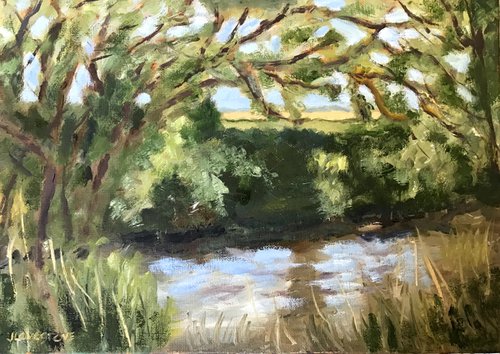 The river Stour in east Kent - an original painting by Julian Lovegrove Art