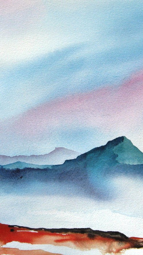 High Desert Sunrise - Original Watercolor Painting by CHARLES ASH