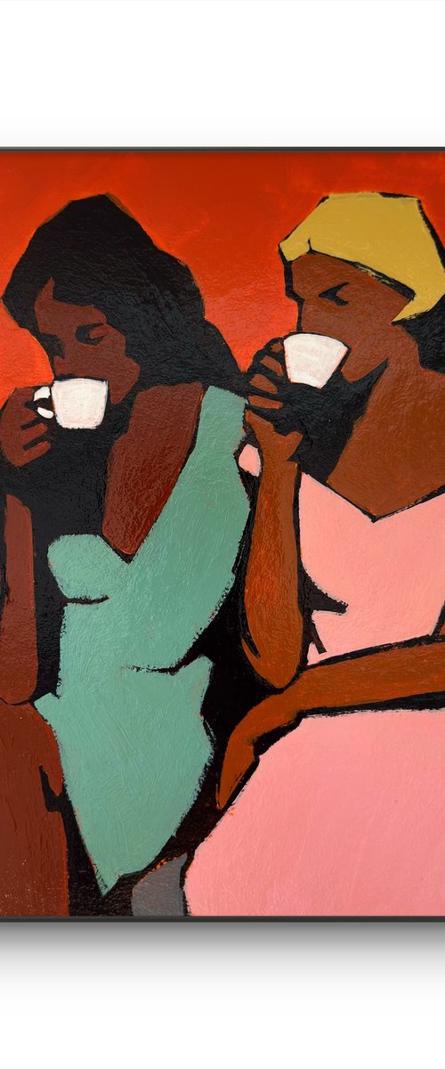 Painting "Two Women Drinking Coffee " by Daria Baklykova