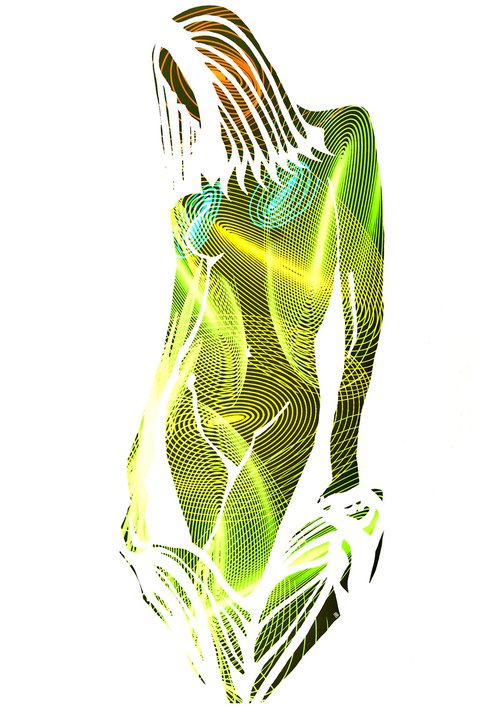 Ultra Green Vibrations Naked Girl by Jakub DK - JAKUB D KRZEWNIAK