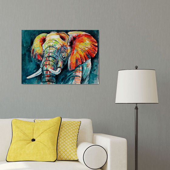 Majestic colorful elephant