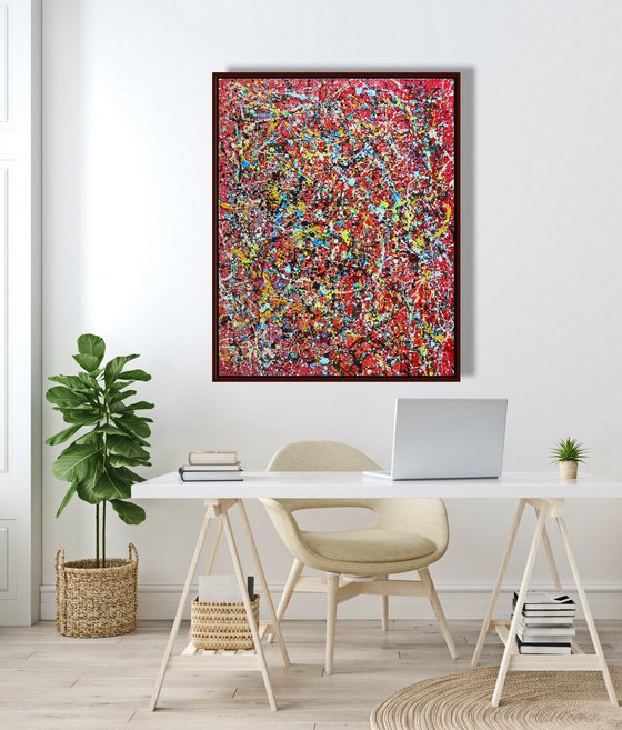 NEW SPRING,  POLLOCK MODE,  XL,  framed