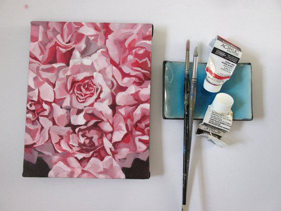 roses are pink acrylic floral