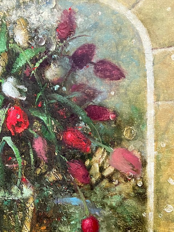 Tulips Behind the Window