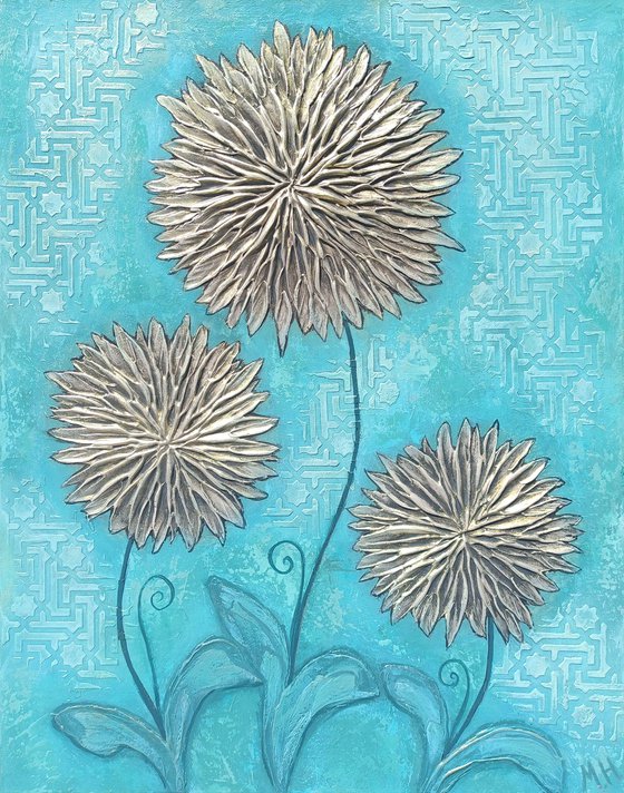 Asters with turquoise  background