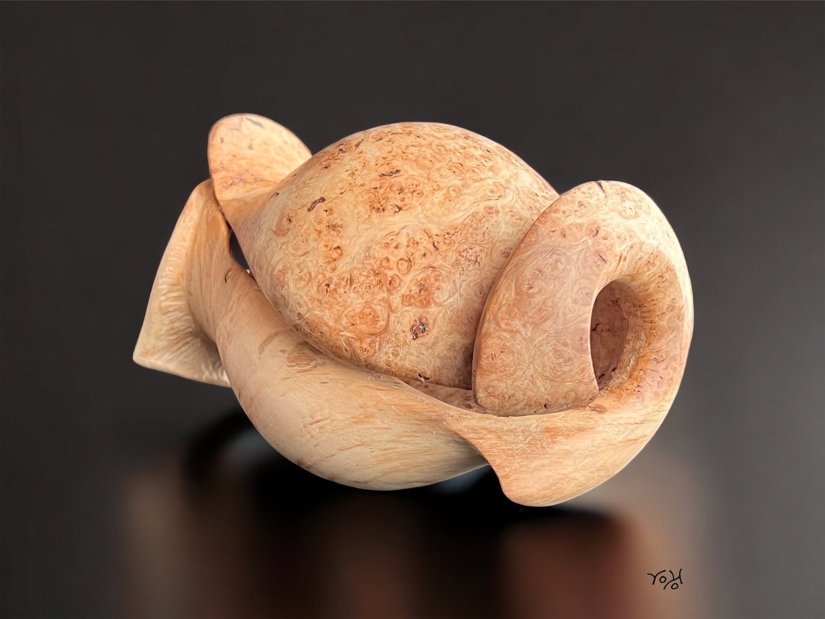 Organic Abstract Wood Sculpture By Roland Kopfer, 4 X 6", Capsule #1008, Original Artwork