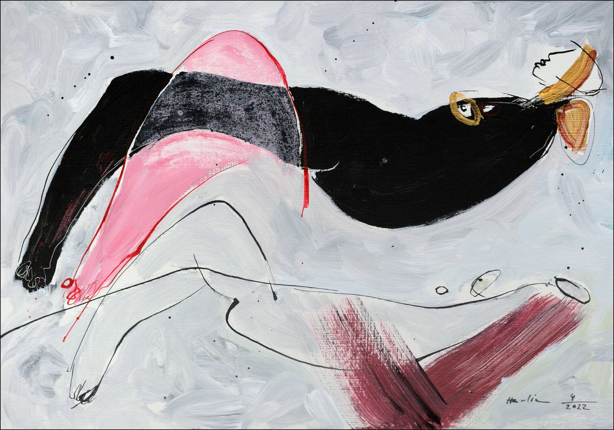 Portrait Acrylic Painting By Jiri Havlik, 20 X 14, Two Women, Original Artwork