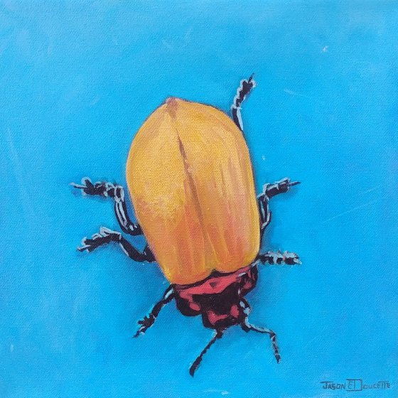 Royal Gold - Beetle oil painting, insect painting