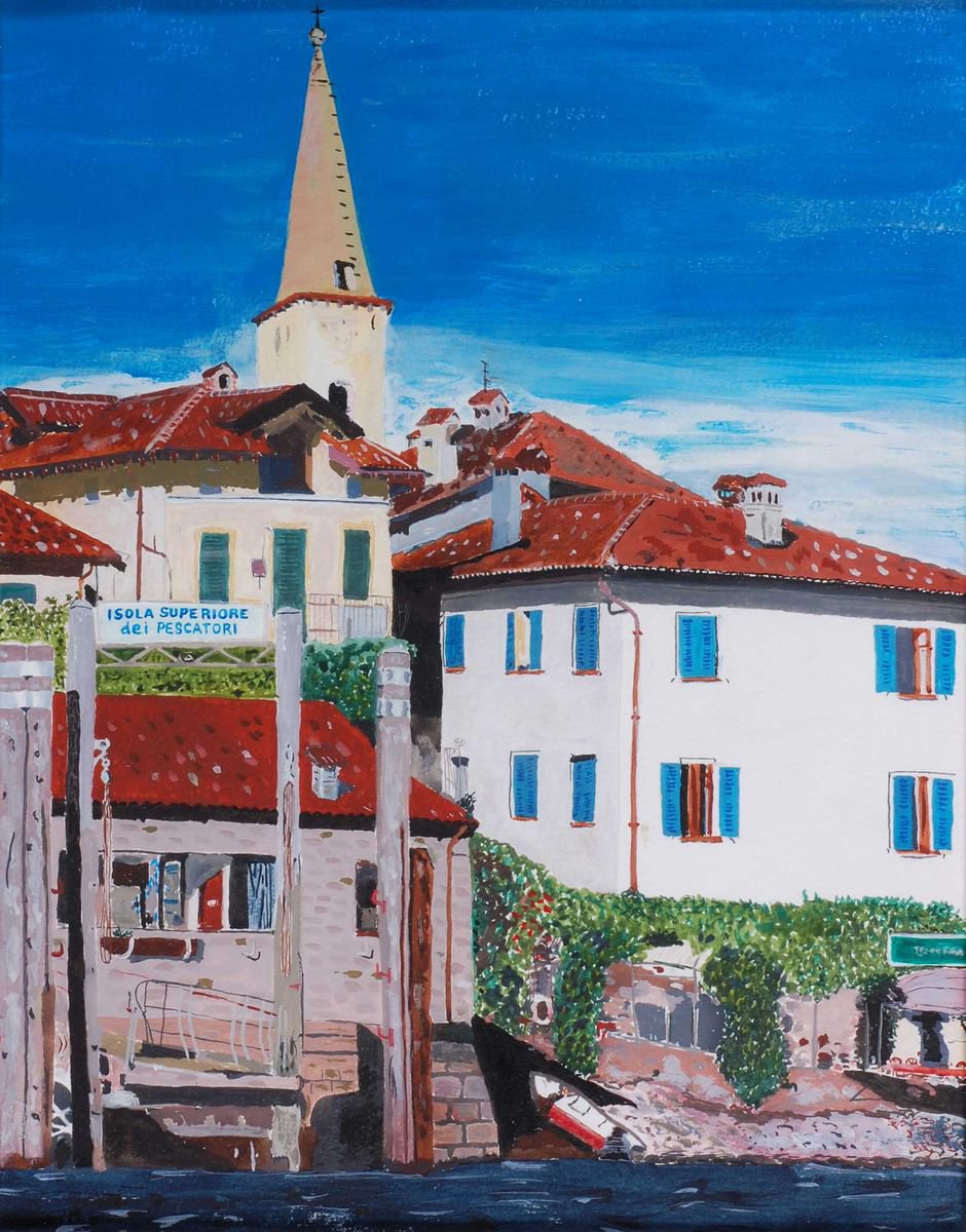 Impressionistic Watercolour , Isola Superiore Dei Pescatori, Lake Maggiore By Phil Smith, 13 X 17, Artwork For Sale On Artfinder