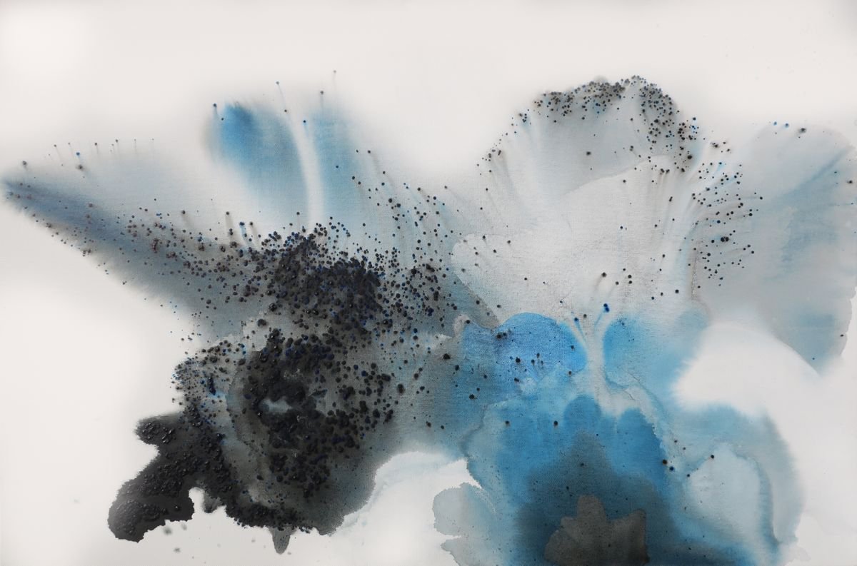 Organic Abstract Acrylic Painting By Muriel Napoli, 47 X 31", Vatnajokull, Original Artwork