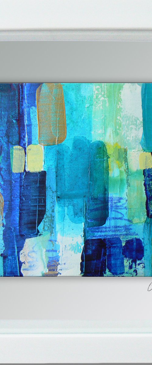 Framed ready to hang original abstract  - Deep water #14 by Carolynne Coulson
