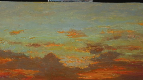 Bright Sunset Over The Sea - original oil painting