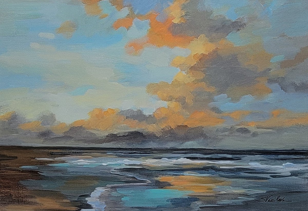  Oceanside Sunset By Silvia Vassileva, 36 X 24, Artwork For Sale On Artfinder
