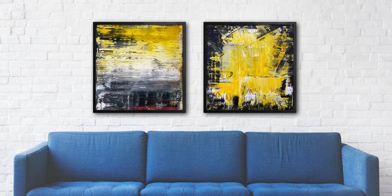 "You Want Some Of This?" - FREE USA SHIPPING - Original PMS Abstract Diptych Acrylic Paintings On Plexiglass Framed - 52" x 26"