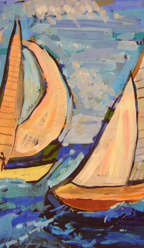 sailboats, 70x50 cm by Nastasia Chertkova