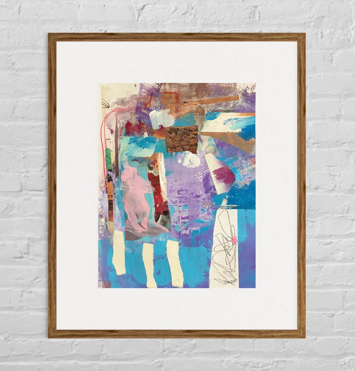 Organic Abstract Collage By Kat Crosby, 9 X 12", Sacrifice, Original Artwork