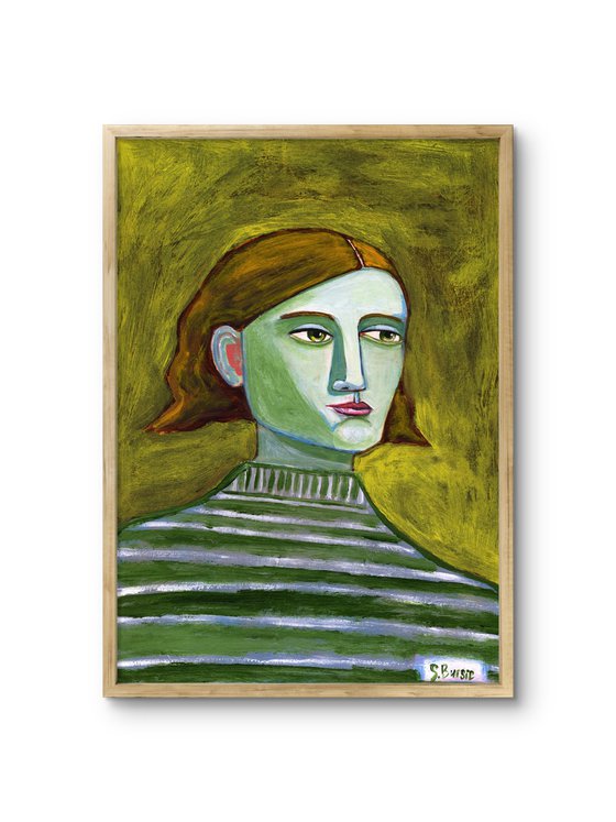 Lady with Striped Sweater