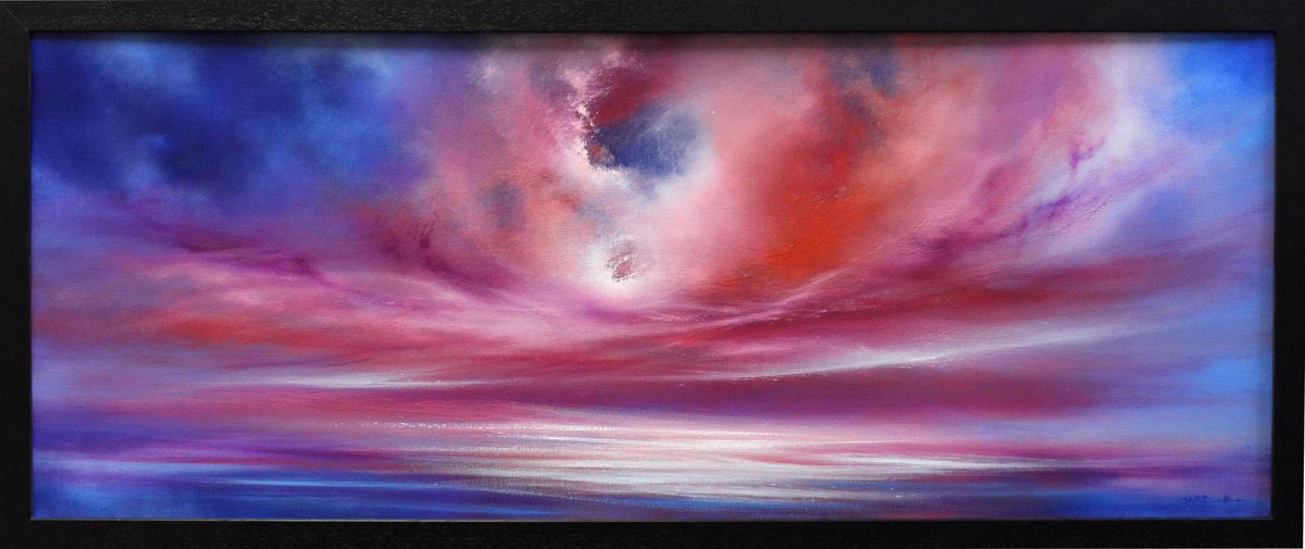 Abstract Landscape Oil Painting By Stella Dunkley, 42 X 18", Eye Of The Storm, Original Artwork